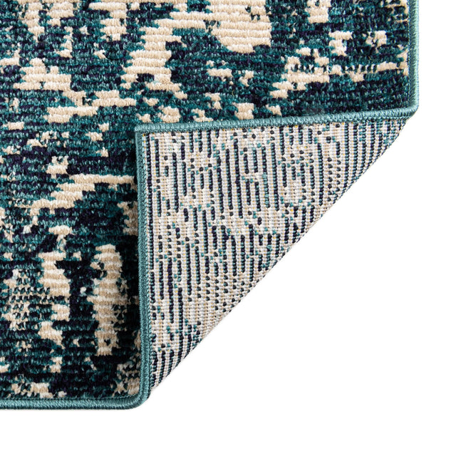Blue 2' x 6' Charm Runner Area Rug 100% Polypropylene With Jute Backing Traditional Vintage Distressed Look Carpet for Living Rooms Dining Office Space for Sale at Rug Engine