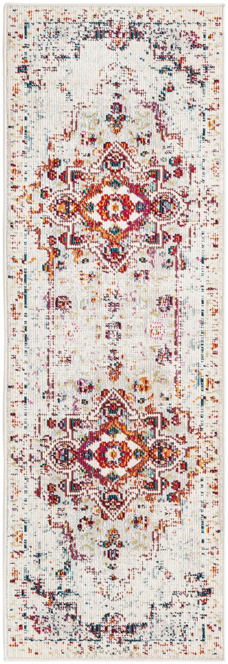 Ivory 2' x 6' Charm Runner Area Rug 100% Polypropylene With Jute Backing Traditional Vintage Distressed Look Carpet for Living Rooms Dining Office Space for Sale at Rug Engine