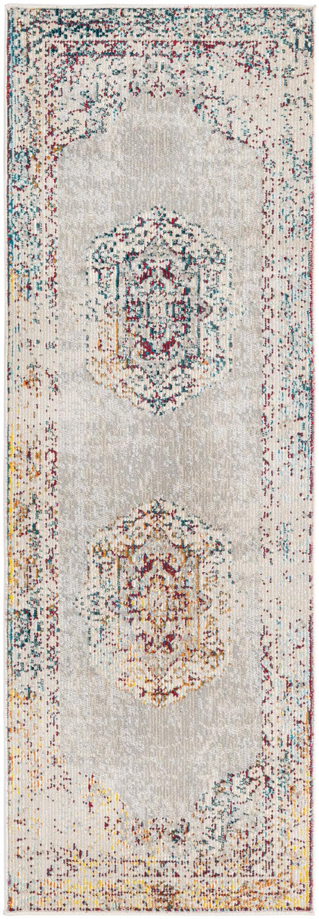 Gray 2' x 6' Charm Runner Area Rug 100% Polypropylene With Jute Backing Traditional Vintage Distressed Look Carpet for Living Rooms Dining Office Space for Sale at Rug Engine