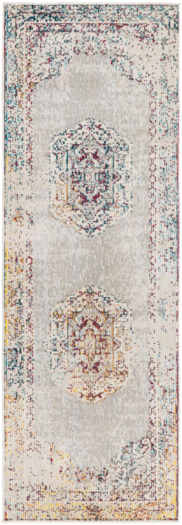 Gray 2' x 6' Charm Runner Area Rug 100% Polypropylene With Jute Backing Traditional Vintage Distressed Look Carpet for Living Rooms Dining Office Space for Sale at Rug Engine