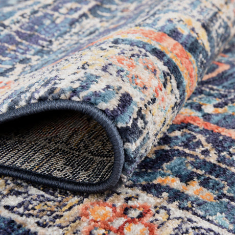 Navy Blue 5' 2 x 5' 2 Lola Round Area Rug Polypropylene With Jute Backing Traditional Pattern Easy Clean Carpet for Home Interior Design for Sale at Rug Engine