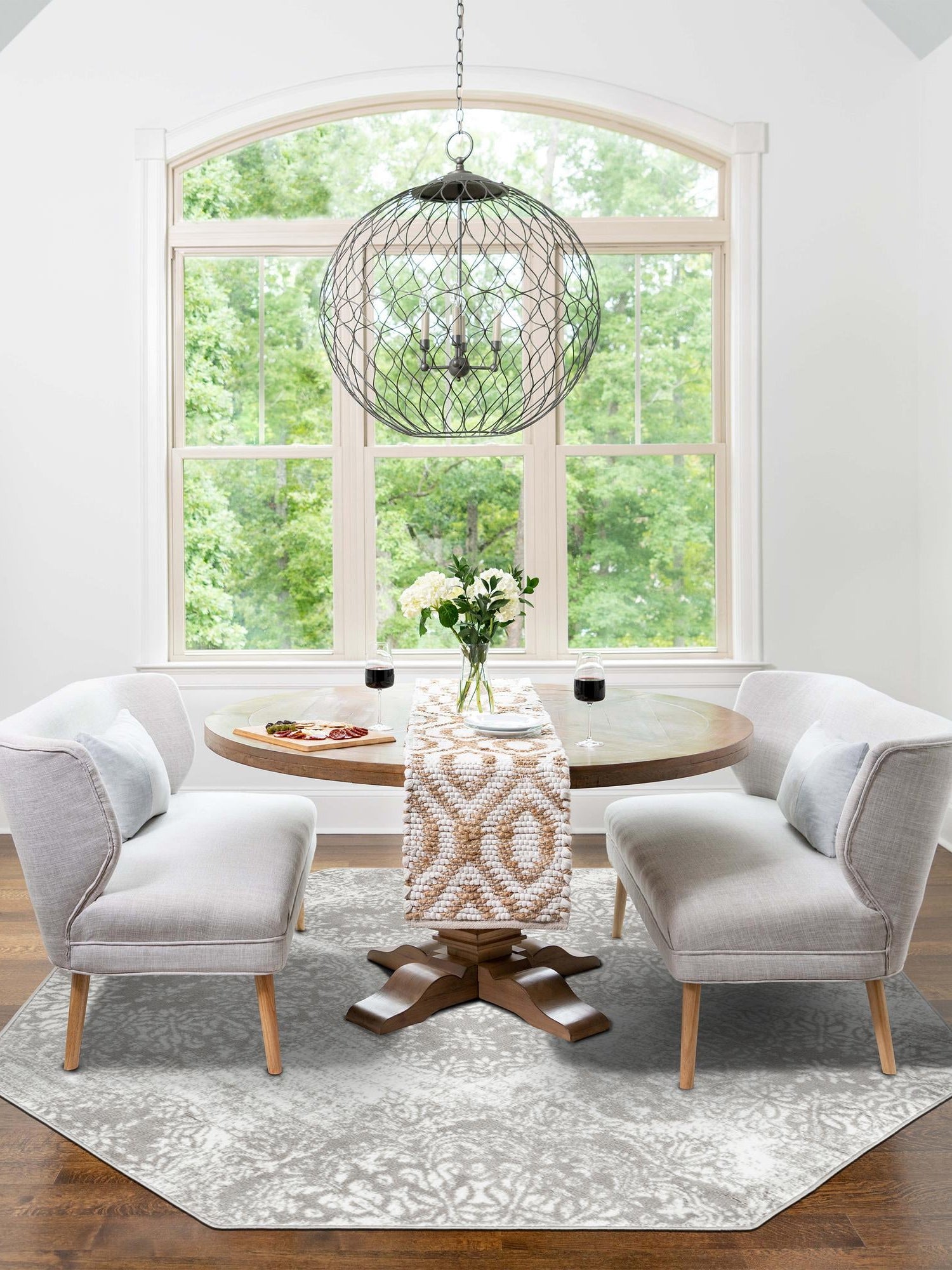 Light Gray 5' 3 x 5' 3 Sofia Octagon Area Rug Durable Easy Clean Stain Resistant Unique Carpet for Affordable Interior Home Design for Sale at Rug Engine