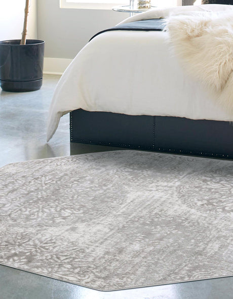 Light Gray 6' 1 x 6' 1 Sofia Octagon Area Rug Durable Easy Clean Stain Resistant Unique Carpet for Affordable Interior Home Design for Sale at Rug Engine
