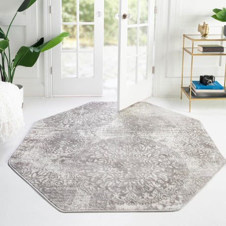 Light Gray 6' 1 x 6' 1 Sofia Octagon Area Rug Durable Easy Clean Stain Resistant Unique Carpet for Affordable Interior Home Design for Sale at Rug Engine