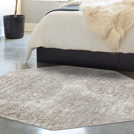 Light Gray 6' 1 x 6' 1 Sofia Octagon Area Rug Durable Easy Clean Stain Resistant Unique Carpet for Affordable Interior Home Design for Sale at Rug Engine