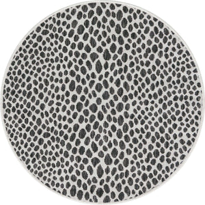 Black 3' 1 x 3' 1 Jill Zarin Outdoor Round Area Rug Weather Resistant for Patio, Deck, Terrace, Balcony, Porch Durable 100% Polypropylene Carpet for Outside for Sale at Rug Engine