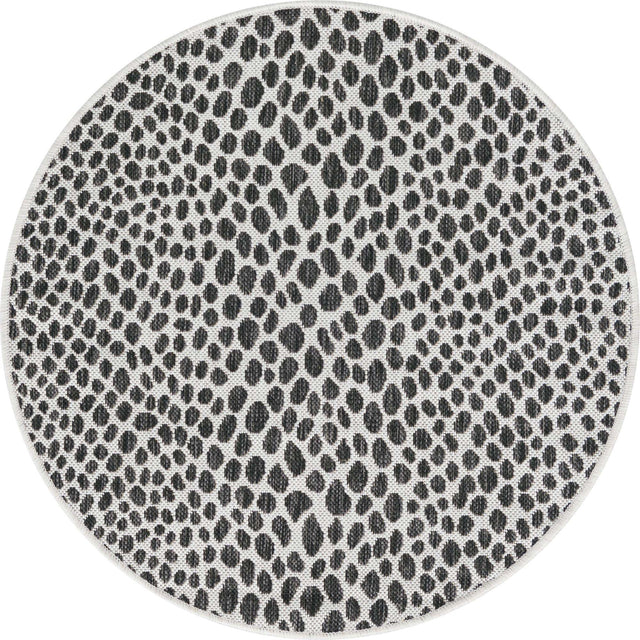 Black 3' 1 x 3' 1 Jill Zarin Outdoor Round Area Rug Weather Resistant for Patio, Deck, Terrace, Balcony, Porch Durable 100% Polypropylene Carpet for Outside for Sale at Rug Engine
