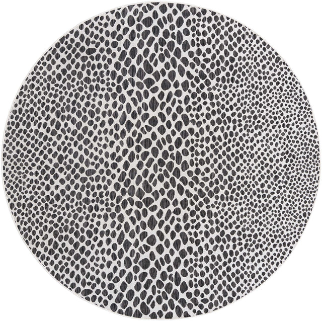 Black 7' 10 x 7' 10 Jill Zarin Outdoor Round Area Rug Weather Resistant for Patio, Deck, Terrace, Balcony, Porch Durable 100% Polypropylene Carpet for Outside for Sale at Rug Engine