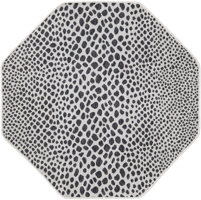 Black 4' 1 x 4' 1 Jill Zarin Outdoor Octagon Area Rug Weather Resistant for Patio, Deck, Terrace, Balcony, Porch Durable 100% Polypropylene Carpet for Outside for Sale at Rug Engine