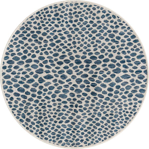 Blue 3' 1 x 3' 1 Jill Zarin Outdoor Round Area Rug Weather Resistant for Patio, Deck, Terrace, Balcony, Porch Durable 100% Polypropylene Carpet for Outside for Sale at Rug Engine