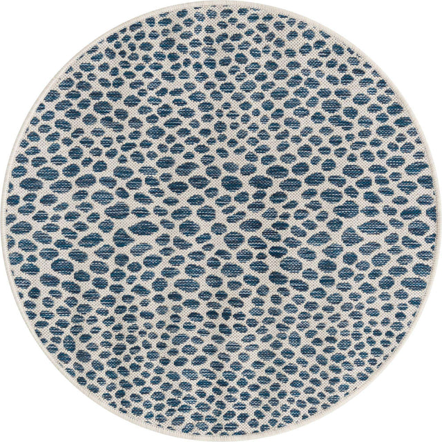 Blue 3' 1 x 3' 1 Jill Zarin Outdoor Round Area Rug Weather Resistant for Patio, Deck, Terrace, Balcony, Porch Durable 100% Polypropylene Carpet for Outside for Sale at Rug Engine