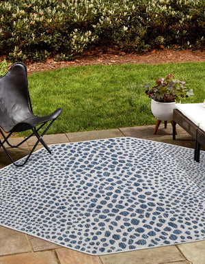 Blue 7' 10 x 7' 10 Jill Zarin Outdoor Octagon Area Rug Weather Resistant for Patio, Deck, Terrace, Balcony, Porch Durable 100% Polypropylene Carpet for Outside for Sale at Rug Engine