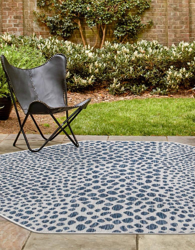 Blue 7' 10 x 7' 10 Jill Zarin Outdoor Octagon Area Rug Weather Resistant for Patio, Deck, Terrace, Balcony, Porch Durable 100% Polypropylene Carpet for Outside for Sale at Rug Engine