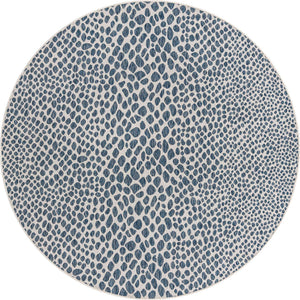 Blue 7' 10 x 7' 10 Jill Zarin Outdoor Round Area Rug Weather Resistant for Patio, Deck, Terrace, Balcony, Porch Durable 100% Polypropylene Carpet for Outside for Sale at Rug Engine