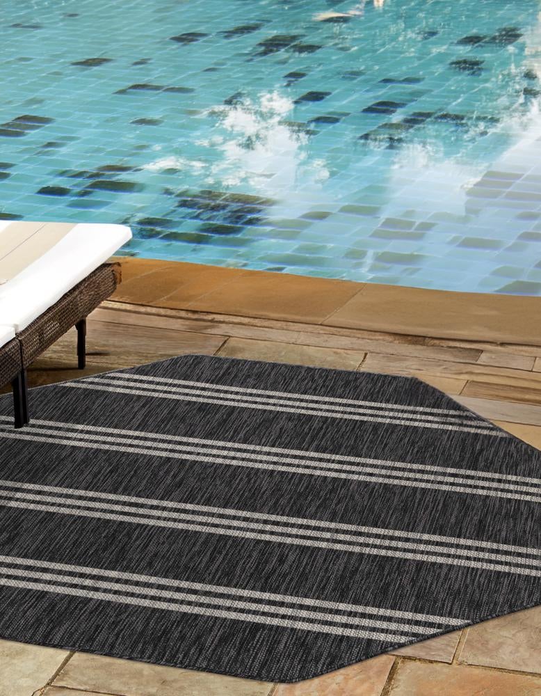 Charcoal 4' 1 x 4' 1 Jill Zarin Outdoor Octagon Area Rug Weather Resistant for Patio, Deck, Terrace, Balcony, Porch Durable 100% Polypropylene Carpet for Outside for Sale at Rug Engine