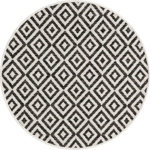 Charcoal Gray 3' 1 x 3' 1 Jill Zarin Outdoor Round Area Rug Weather Resistant for Patio, Deck, Terrace, Balcony, Porch Durable 100% Polypropylene Carpet for Outside for Sale at Rug Engine