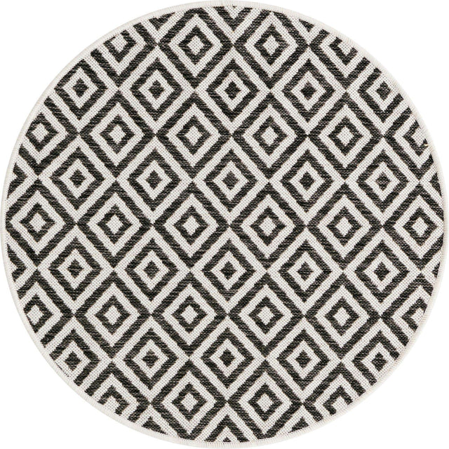 Charcoal Gray 3' 1 x 3' 1 Jill Zarin Outdoor Round Area Rug Weather Resistant for Patio, Deck, Terrace, Balcony, Porch Durable 100% Polypropylene Carpet for Outside for Sale at Rug Engine