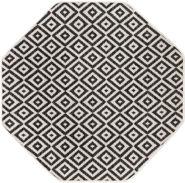 Charcoal Gray 4' 1 x 4' 1 Jill Zarin Outdoor Octagon Area Rug Weather Resistant for Patio, Deck, Terrace, Balcony, Porch Durable 100% Polypropylene Carpet for Outside for Sale at Rug Engine