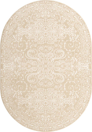 Beige 7' 1 x 10' Rushmore Oval Area Rug 55% Polypropylene & 45% Polyester Durable Quality Carpet for Indoor Home Decorating for Sale at Rug Engine