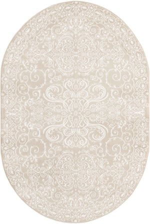 Beige 4' 1 x 6' 1 Rushmore Oval Area Rug 55% Polypropylene & 45% Polyester Durable Quality Carpet for Indoor Home Decorating for Sale at Rug Engine