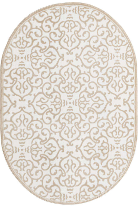 Snow White 4' 1 x 6' 1 Rushmore Oval Area Rug 55% Polypropylene & 45% Polyester Durable Quality Carpet for Indoor Home Decorating for Sale at Rug Engine
