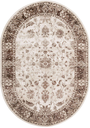 Cream 7' 1 x 10' Rushmore Oval Area Rug 55% Polypropylene & 45% Polyester Durable Quality Carpet for Indoor Home Decorating for Sale at Rug Engine