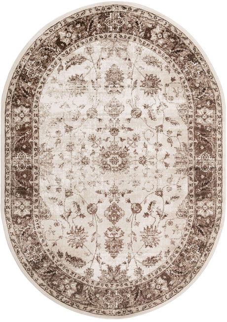 Cream 7' 1 x 10' Rushmore Oval Area Rug 55% Polypropylene & 45% Polyester Durable Quality Carpet for Indoor Home Decorating for Sale at Rug Engine
