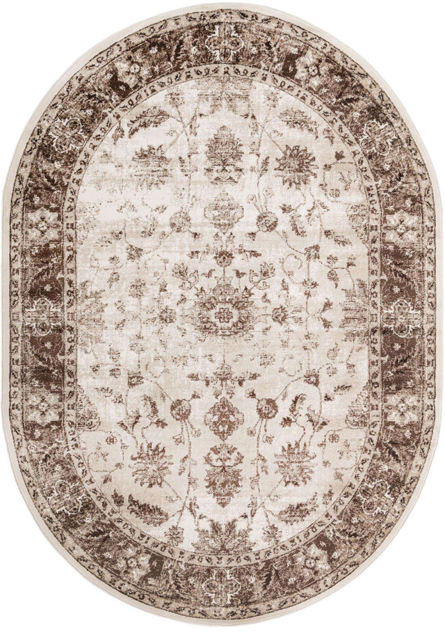 Cream 7' 1 x 10' Rushmore Oval Area Rug 55% Polypropylene & 45% Polyester Durable Quality Carpet for Indoor Home Decorating for Sale at Rug Engine