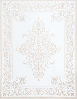 Snow White 10' 8 x 14' Hermitage Rectangle Area Rug 55% Polypropylene & 45% Polyester Easy Clean Stain-Resistant Carpet for Living, Office, Dorm Rooms for Sale at Rug Engine