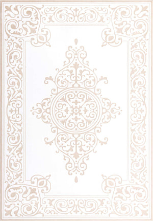 Snow White 9' x 12' Hermitage Rectangle Area Rug 55% Polypropylene & 45% Polyester Easy Clean Stain-Resistant Carpet for Living, Office, Dorm Rooms for Sale at Rug Engine