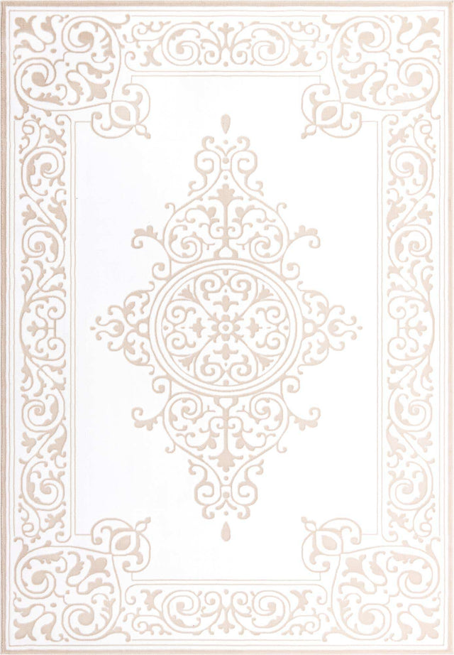 Snow White 9' x 12' Hermitage Rectangle Area Rug 55% Polypropylene & 45% Polyester Easy Clean Stain-Resistant Carpet for Living, Office, Dorm Rooms for Sale at Rug Engine