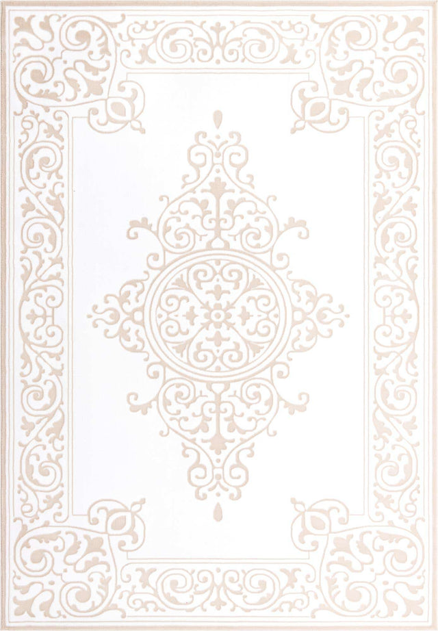 Snow White 7' 10 x 11' 6 Hermitage Rectangle Area Rug 55% Polypropylene & 45% Polyester Easy Clean Stain-Resistant Carpet for Living, Office, Dorm Rooms for Sale at Rug Engine