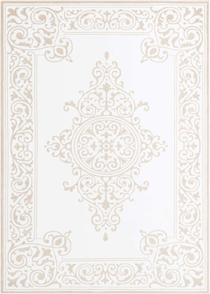Snow White 7' x 10' Hermitage Rectangle Area Rug 55% Polypropylene & 45% Polyester Easy Clean Stain-Resistant Carpet for Living, Office, Dorm Rooms for Sale at Rug Engine