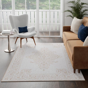 Snow White 3' 3 x 5' Hermitage Rectangle Area Rug 55% Polypropylene & 45% Polyester Easy Clean Stain-Resistant Carpet for Living, Office, Dorm Rooms for Sale at Rug Engine