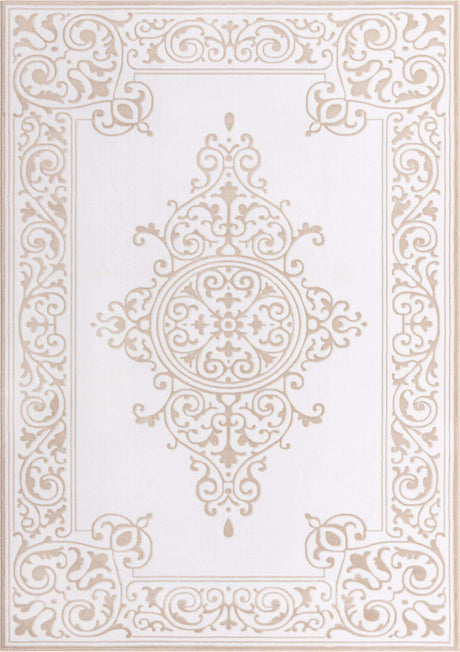 Snow White 5' 3 x 8' Hermitage Rectangle Area Rug 55% Polypropylene & 45% Polyester Easy Clean Stain-Resistant Carpet for Living, Office, Dorm Rooms for Sale at Rug Engine