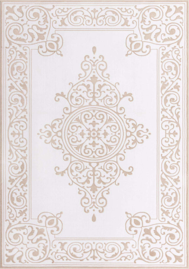 Snow White 5' 3 x 8' Hermitage Rectangle Area Rug 55% Polypropylene & 45% Polyester Easy Clean Stain-Resistant Carpet for Living, Office, Dorm Rooms for Sale at Rug Engine