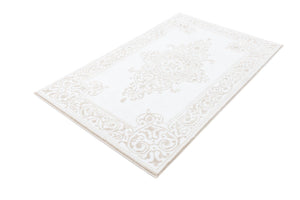 Snow White 3' 3 x 5' Hermitage Rectangle Area Rug 55% Polypropylene & 45% Polyester Easy Clean Stain-Resistant Carpet for Living, Office, Dorm Rooms for Sale at Rug Engine