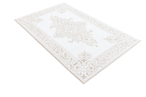 Snow White 3' 3 x 5' Hermitage Rectangle Area Rug 55% Polypropylene & 45% Polyester Easy Clean Stain-Resistant Carpet for Living, Office, Dorm Rooms for Sale at Rug Engine
