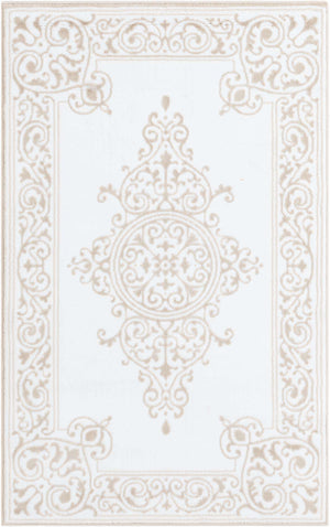 Snow White 3' 3 x 5' Hermitage Rectangle Area Rug 55% Polypropylene & 45% Polyester Easy Clean Stain-Resistant Carpet for Living, Office, Dorm Rooms for Sale at Rug Engine