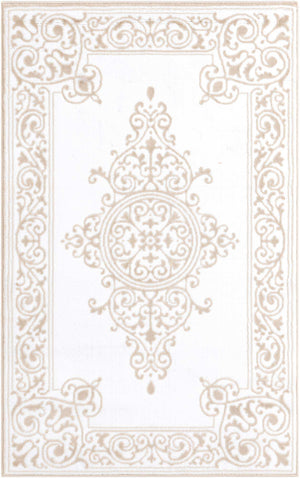 Snow White 2' x 3' Hermitage Rectangle Area Rug 55% Polypropylene & 45% Polyester Easy Clean Stain-Resistant Carpet for Living, Office, Dorm Rooms for Sale at Rug Engine