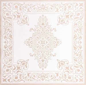 Snow White 10' 8 x 10' 8 Hermitage Square Area Rug 55% Polypropylene & 45% Polyester Easy Clean Stain-Resistant Carpet for Living, Office, Dorm Rooms for Sale at Rug Engine