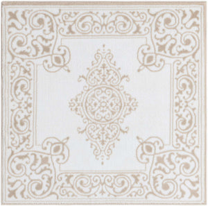 Snow White 3' 3 x 3' 3 Hermitage Square Area Rug 55% Polypropylene & 45% Polyester Easy Clean Stain-Resistant Carpet for Living, Office, Dorm Rooms for Sale at Rug Engine