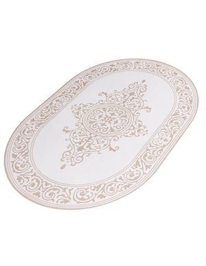 Snow White 7' x 10' Hermitage Oval Area Rug 55% Polypropylene & 45% Polyester Easy Clean Stain-Resistant Carpet for Living, Office, Dorm Rooms for Sale at Rug Engine