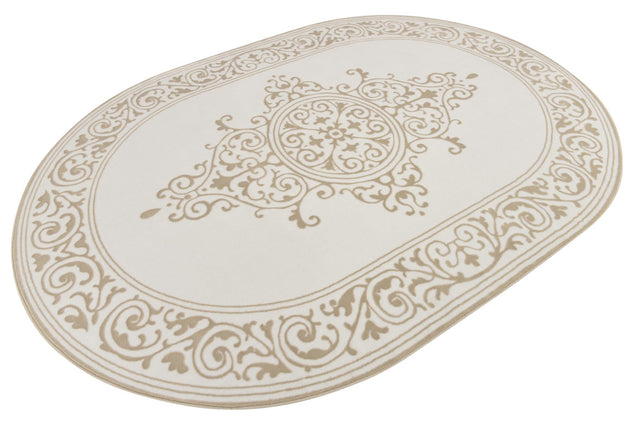 Snow White 7' x 10' Hermitage Oval Area Rug 55% Polypropylene & 45% Polyester Easy Clean Stain-Resistant Carpet for Living, Office, Dorm Rooms for Sale at Rug Engine