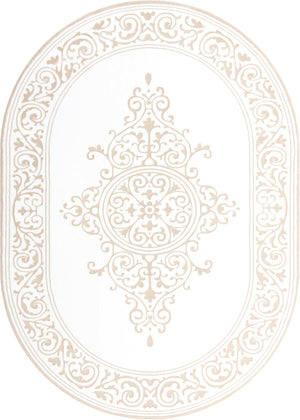 Snow White 7' x 10' Hermitage Oval Area Rug 55% Polypropylene & 45% Polyester Easy Clean Stain-Resistant Carpet for Living, Office, Dorm Rooms for Sale at Rug Engine