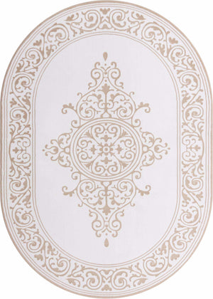 Snow White 5' 3 x 8' Hermitage Oval Area Rug 55% Polypropylene & 45% Polyester Easy Clean Stain-Resistant Carpet for Living, Office, Dorm Rooms for Sale at Rug Engine