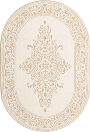 Snow White 4' x 6' Hermitage Oval Area Rug 55% Polypropylene & 45% Polyester Easy Clean Stain-Resistant Carpet for Living, Office, Dorm Rooms for Sale at Rug Engine