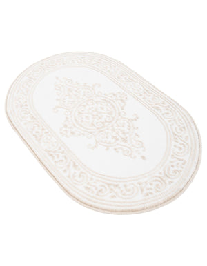 Snow White 2' x 3' Hermitage Oval Area Rug 55% Polypropylene & 45% Polyester Easy Clean Stain-Resistant Carpet for Living, Office, Dorm Rooms for Sale at Rug Engine