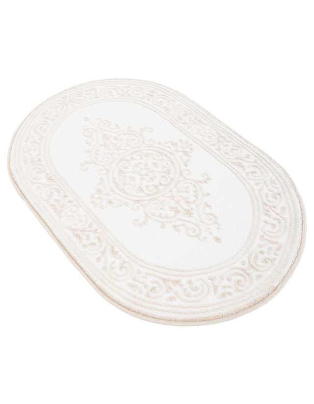 Snow White 2' x 3' Hermitage Oval Area Rug 55% Polypropylene & 45% Polyester Easy Clean Stain-Resistant Carpet for Living, Office, Dorm Rooms for Sale at Rug Engine