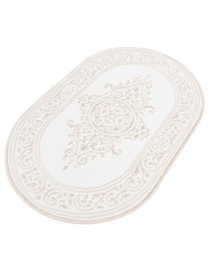 Snow White 2' x 3' Hermitage Oval Area Rug 55% Polypropylene & 45% Polyester Easy Clean Stain-Resistant Carpet for Living, Office, Dorm Rooms for Sale at Rug Engine